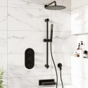 BUN/ARIMB3OV/95425 Black Triple Outlet Wall Mounted Thermostatic Mixer Shower Set With Hand Shower and Bath Filler Spout - Arissa