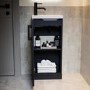 400mm Black Freestanding Cloakroom Vanity Unit with Basin and Black Handle - Ashford