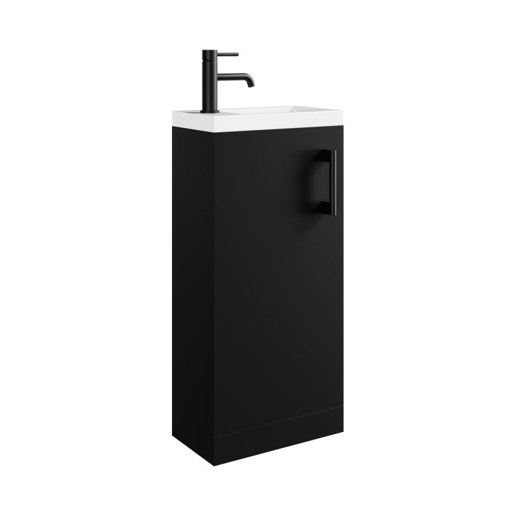 400mm Black Freestanding Cloakroom Vanity Unit with Basin and Black Handle - Ashford