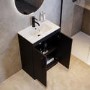 600mm Black Freestanding Vanity Unit with Basin and Black Handles - Ashford