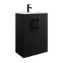 600mm Black Freestanding Vanity Unit with Basin and Black Handles - Ashford
