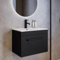 BUN/ASHBLK600/99212 600mm Black Wall Hung Vanity Unit with Basin and Black Handle - Ashford