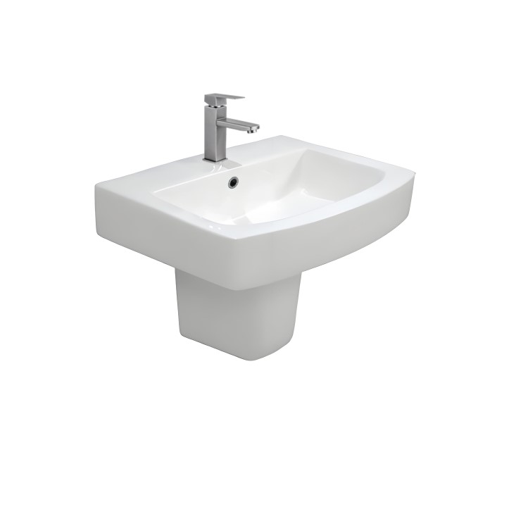 570mm Semi Pedestal Basin with 1 Tap Hole - Ashford