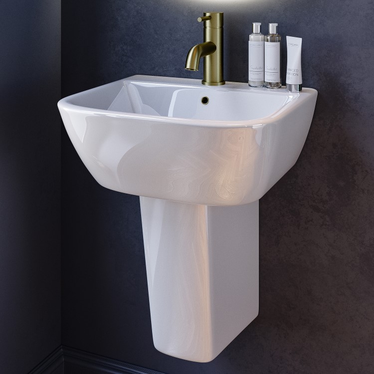 Modern Cloakroom Semi Pedestal Basin 450mm - Atlanta
