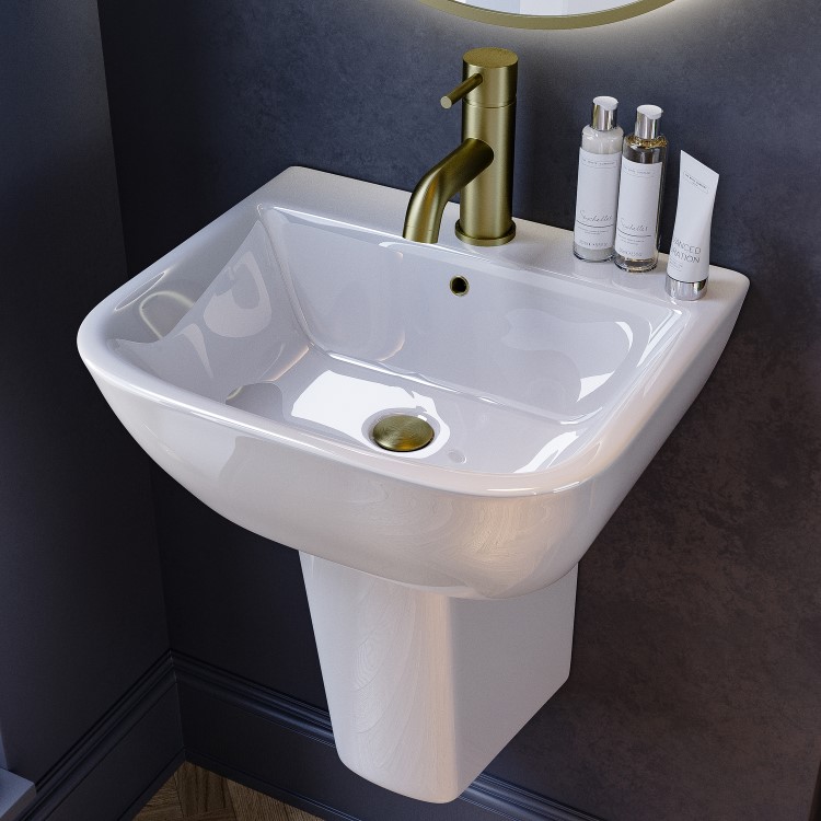 Modern Cloakroom Semi Pedestal Basin 450mm - Atlanta