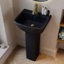 Matt Black Full Pedestal Cloakroom Basin with 1 Tap Hole 450mm - Atlanta