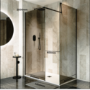 1400x800mm Black Smoked Glass Shower Enclosure for Wet Room & Walk In Shower - Atlas