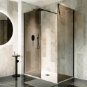 BUN/ATLWI900MB/96323 1400x900mm Black Smoked Glass Shower Enclosure for Wet Room & Walk In Shower - Atlas