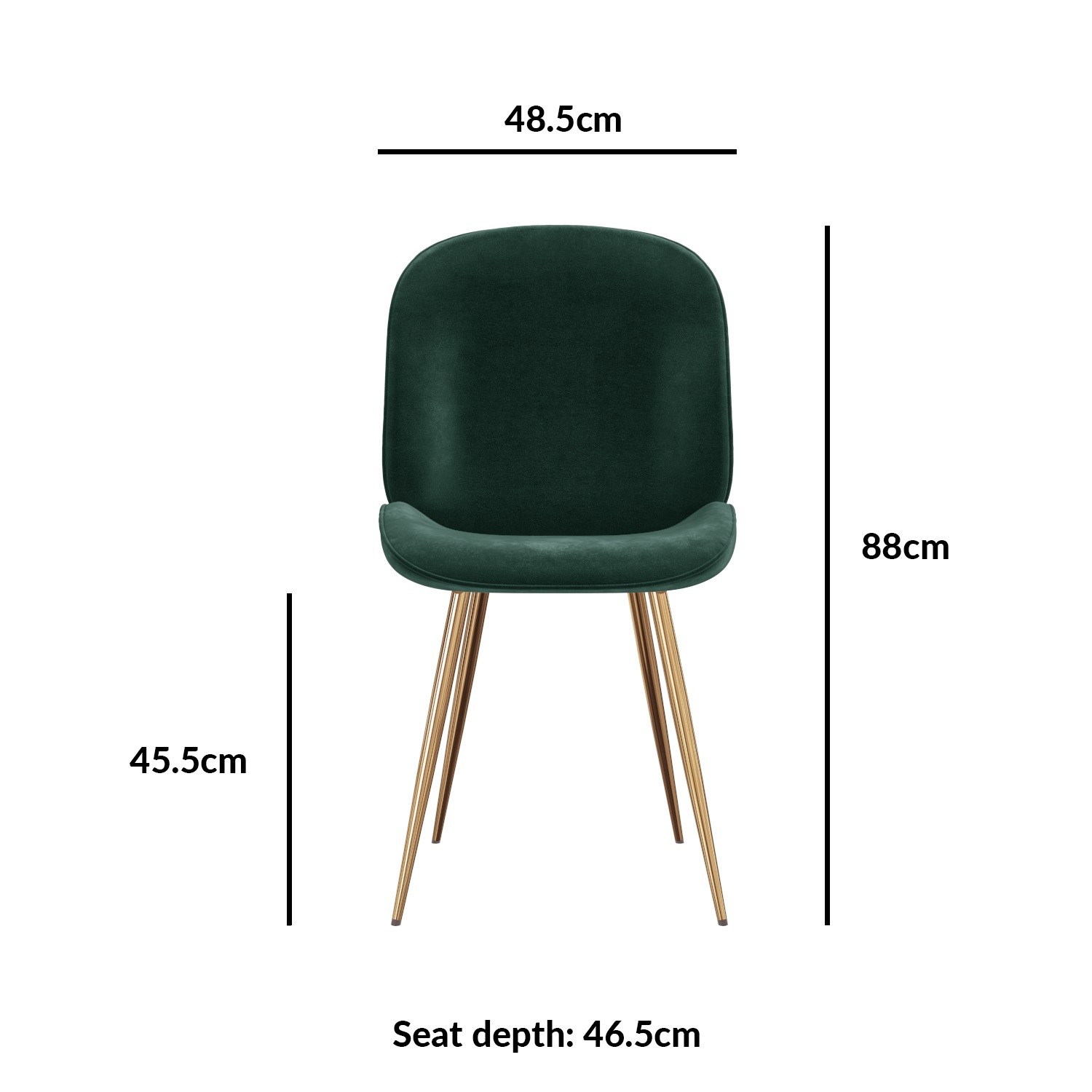 Set of 2 Dark Green Velvet Dining Chairs with Gold Legs - Jenna | eBay