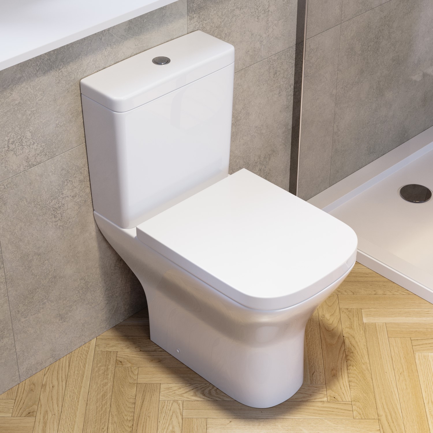 Close Coupled Rimless Open Back Toilet Soft Close Seat