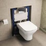 Wall Hung Rimless Toilet with Soft Close Seat, Chrome Pneumatic Flush Plate, 820mm Frame & Cistern – Palma