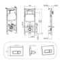 Wall Hung Toilet, 1160mm Pneumatic Frame & Cistern & Gunmetal Grey Flush  - Austin