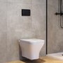 Wall Hung Rimless Toilet with Soft Close Seat, Matt Black Pneumatic Flush Plate, 1160mm Frame & Cistern - Austin