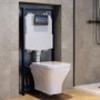 Wall Hung Toilet, 1160mm Pneumatic Frame & Cistern & Gunmetal Grey Flush  - Austin