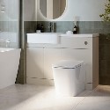 BUN/BALIV600BG/99239 1100mm Beige Left Hand Toilet and Sink Unit with Square Toilet and Chrome Fittings - Bali