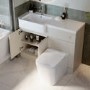 1100mm Beige Left Hand Toilet and Sink Unit with Square Toilet and Chrome Fittings - Bali