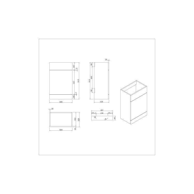 1100mm Beige Left Hand Toilet and Sink Unit with Black Fittings - Unit & Basin Only - Bali