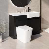 1100mm Black Right Hand Toilet and Sink Unit with Square Toilet and Black Fittings - Bali 1100mm Black Right Hand Toilet and Sink Unit with Square Toilet and Black Fittings - Bali