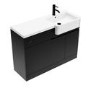 1100mm Black Toilet and Sink Unit Right Hand with Round Toilet and Black Fittings - Bali