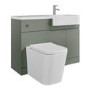 1100mm Green Right Hand Toilet and Sink Unit with Square Toilet and Chrome Fittings - Bali