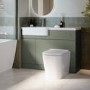 1100mm Green Left Hand Toilet and Sink Unit with Square Toilet and Chrome Fittings - Bali