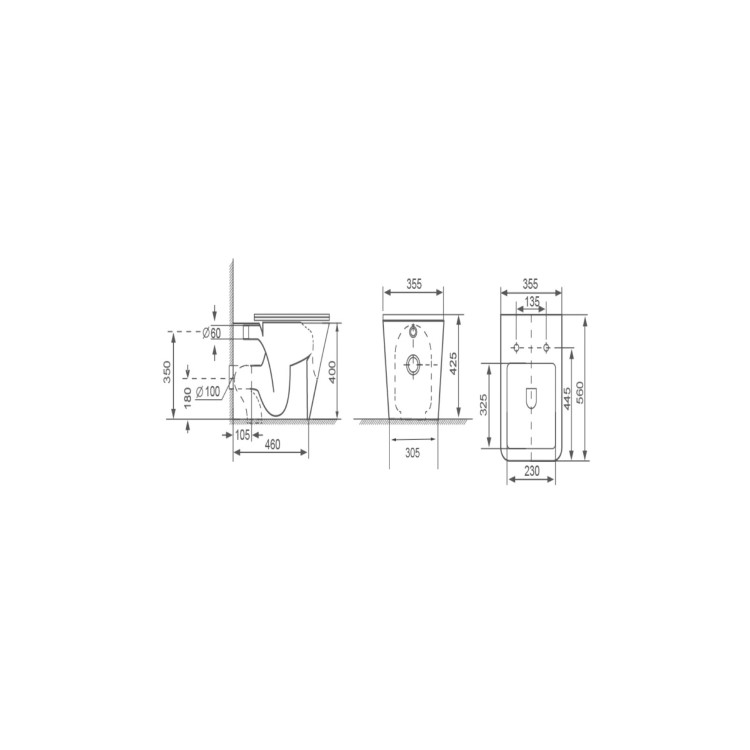 1100mm Green Left Hand Toilet and Sink Unit with Square Toilet and Brass Fittings - Bali