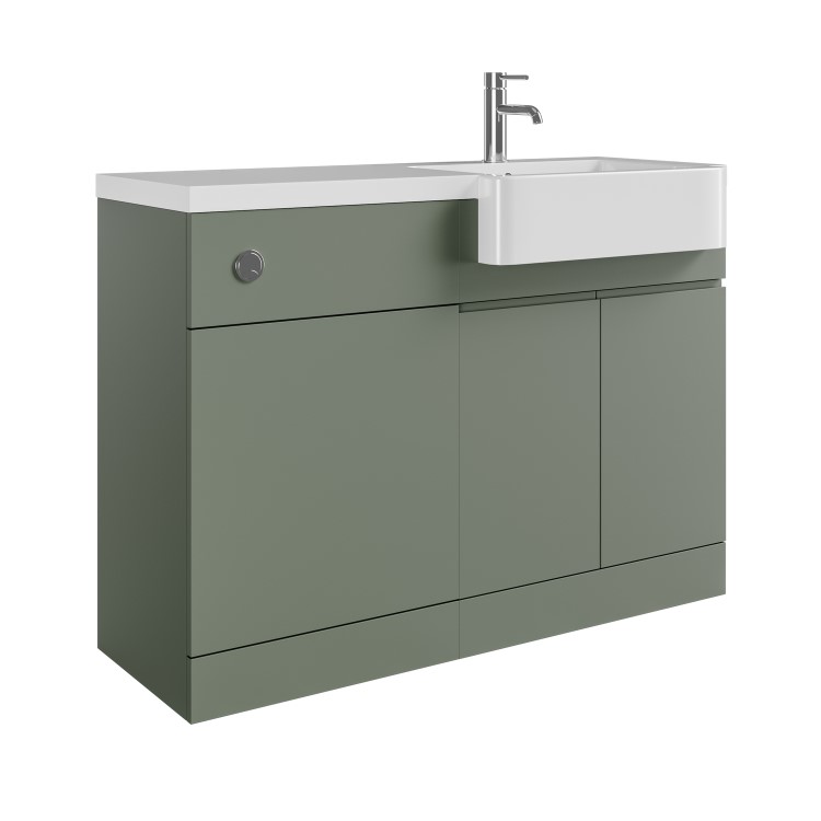 1100mm Green Right Hand Toilet and Sink Unit with Chrome Fittings - Unit & Basin Only - Bali