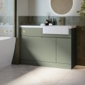 BUN/BALIV600SG/99260 1100mm Green Right Hand Toilet and Sink Unit with Brass Fittings - Unit & Basin Only - Bali