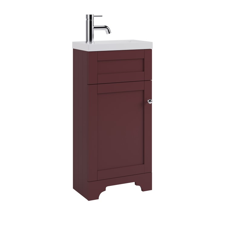 400mm Burgundy Freestanding Cloakroom Vanity Unit with Basin - Baxenden