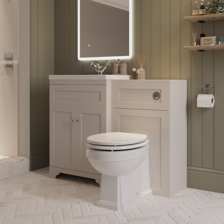 1100mm Beige Toilet and Sink Unit with Traditional Toilet – Baxenden