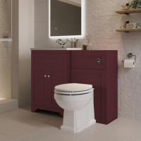 1100mm Burgundy Toilet and Sink Unit with Traditional Toilet - Baxenden