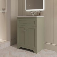600mm Green Freestanding Vanity Unit with Basin – Baxenden