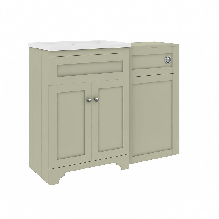1100mm Green Toilet and Sink Unit with Traditional Toilet - Baxenden