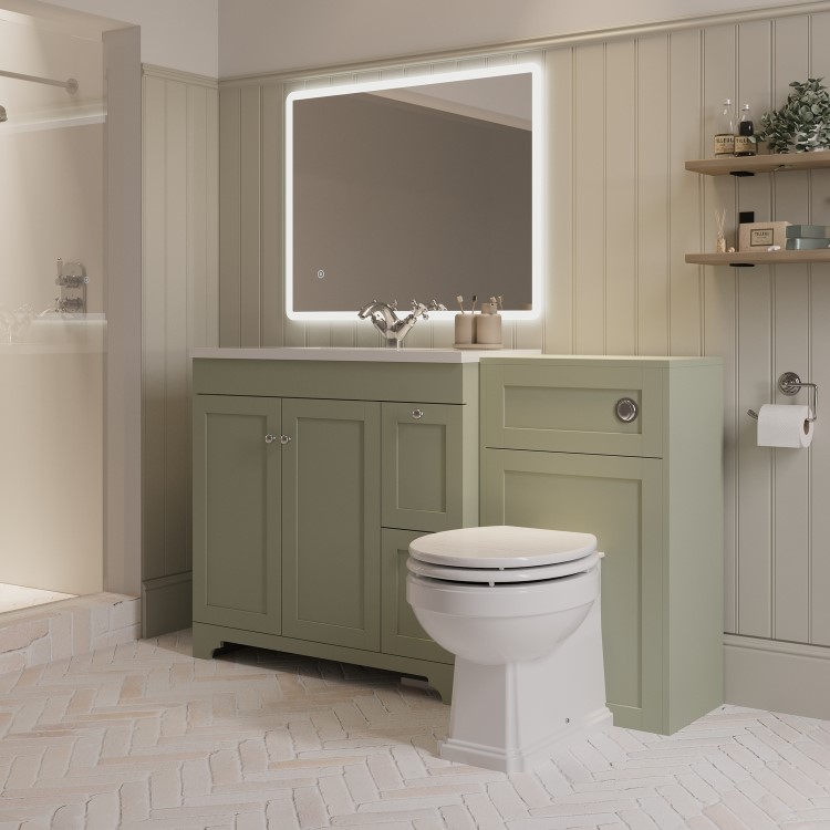 1400mm Green Toilet and Sink Unit with Traditional Toilet - Baxenden