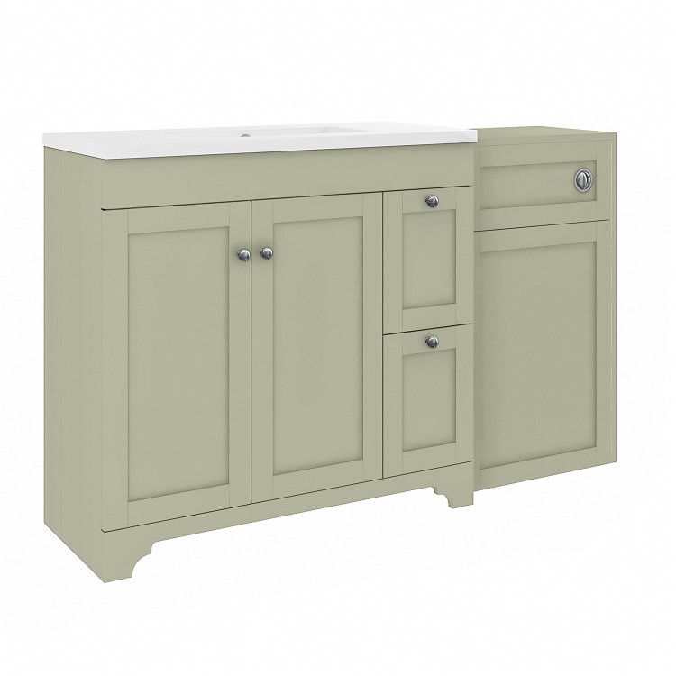 1400mm Green Toilet and Sink Unit with Traditional Toilet - Baxenden