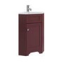 580mm Burgundy Corner Freestanding Cloakroom Vanity Unit with Basin - Baxenden