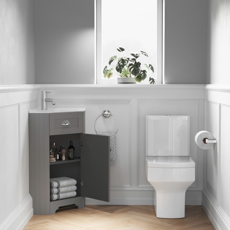 580mm Grey Corner Vanity Unit - Baxenden