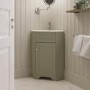 580mm Green Corner Freestanding Cloakroom Vanity Unit with Basin - Baxenden