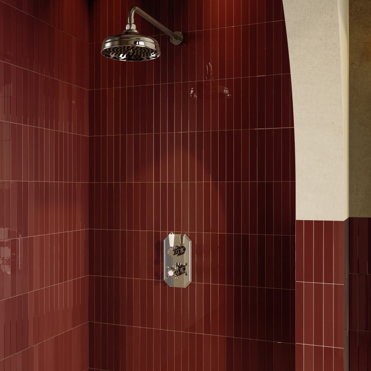 Chrome 1 Outlet Wall Mounted Thermostatic Mixer Shower Set - Cambridge