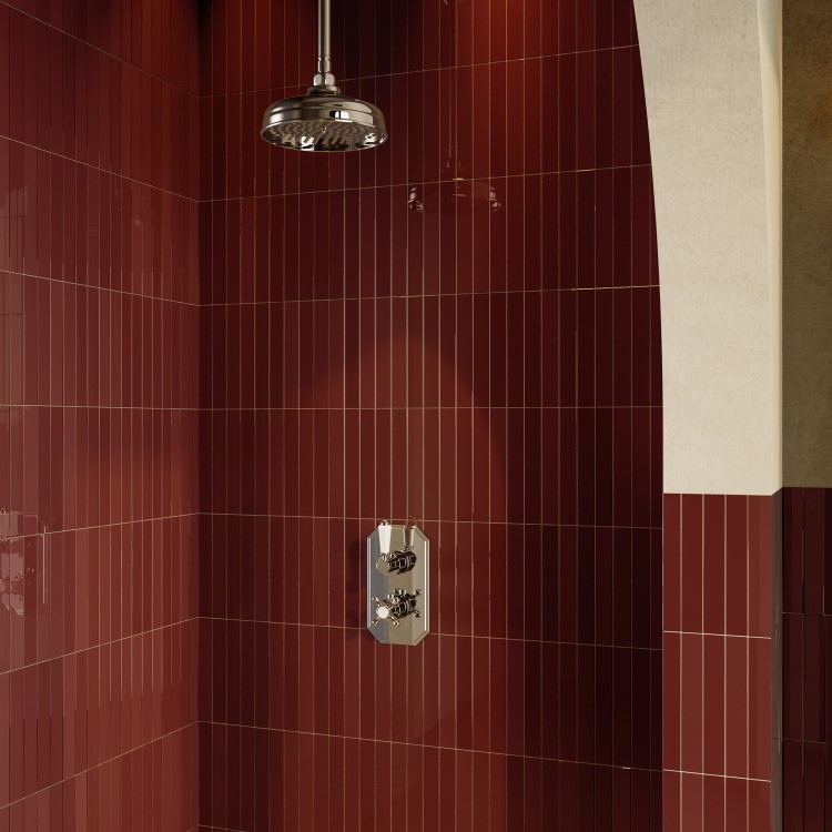 Chrome 1 Outlet Ceiling Mounted Thermostatic Mixer Shower Set - Cambridge