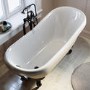 Beige Freestanding Single Ended Roll Top Slipper Bath with Black Feet 1615 x 690mm - Bowland