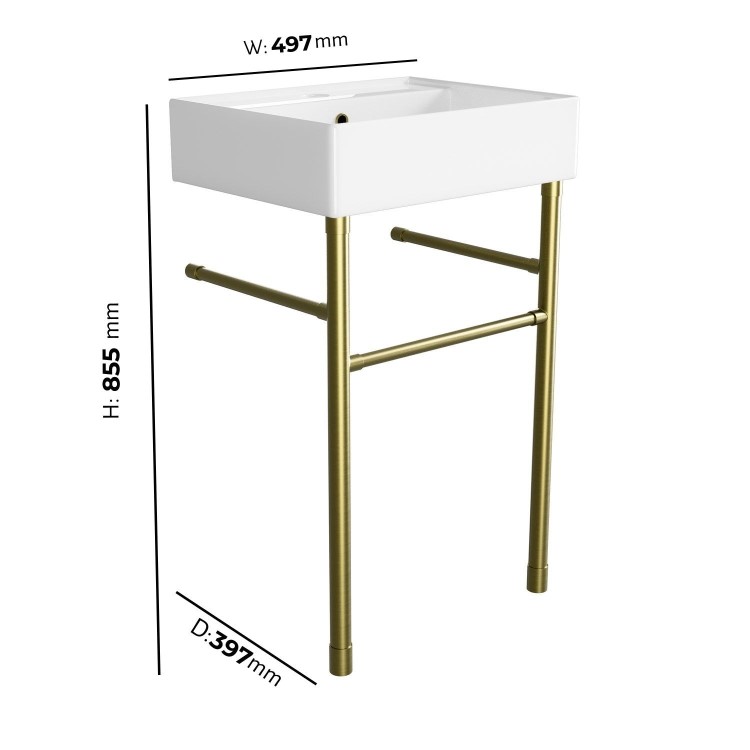 1 Tap Hole Basin with Brass Wash Stand 500mm - Bowen