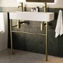 2 Tap Hole Double Basin with Brass Wash Stand 800mm - Bowen