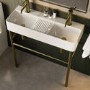2 Tap Hole Double Basin with Brass Wash Stand 800mm - Bowen