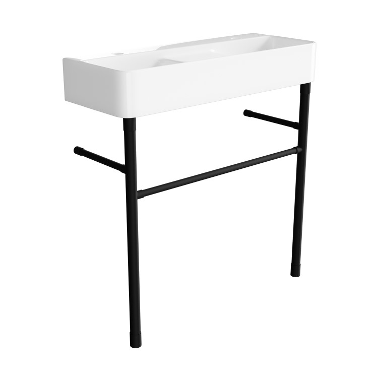 2 Tap Hole Double Basin with Black Wash Stand 800mm - Bowen