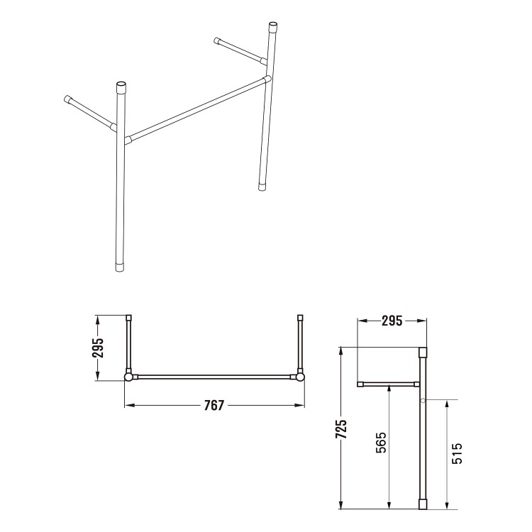 2 Tap Hole Double Basin with Black Wash Stand 800mm - Bowen