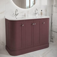 1200mm Burgundy Curved Freestanding Double Vanity Unit with Basins - Bowland