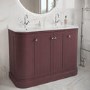 1200mm Burgundy Curved Freestanding Double Vanity Unit with Basins - Bowland