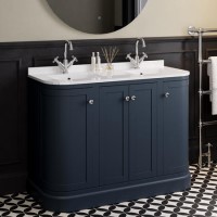 1200mm Blue Curved Freestanding Double Vanity Unit with Basin - Bowland