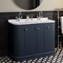 1200mm Blue Curved Freestanding Double Vanity Unit with Basin - Bowland